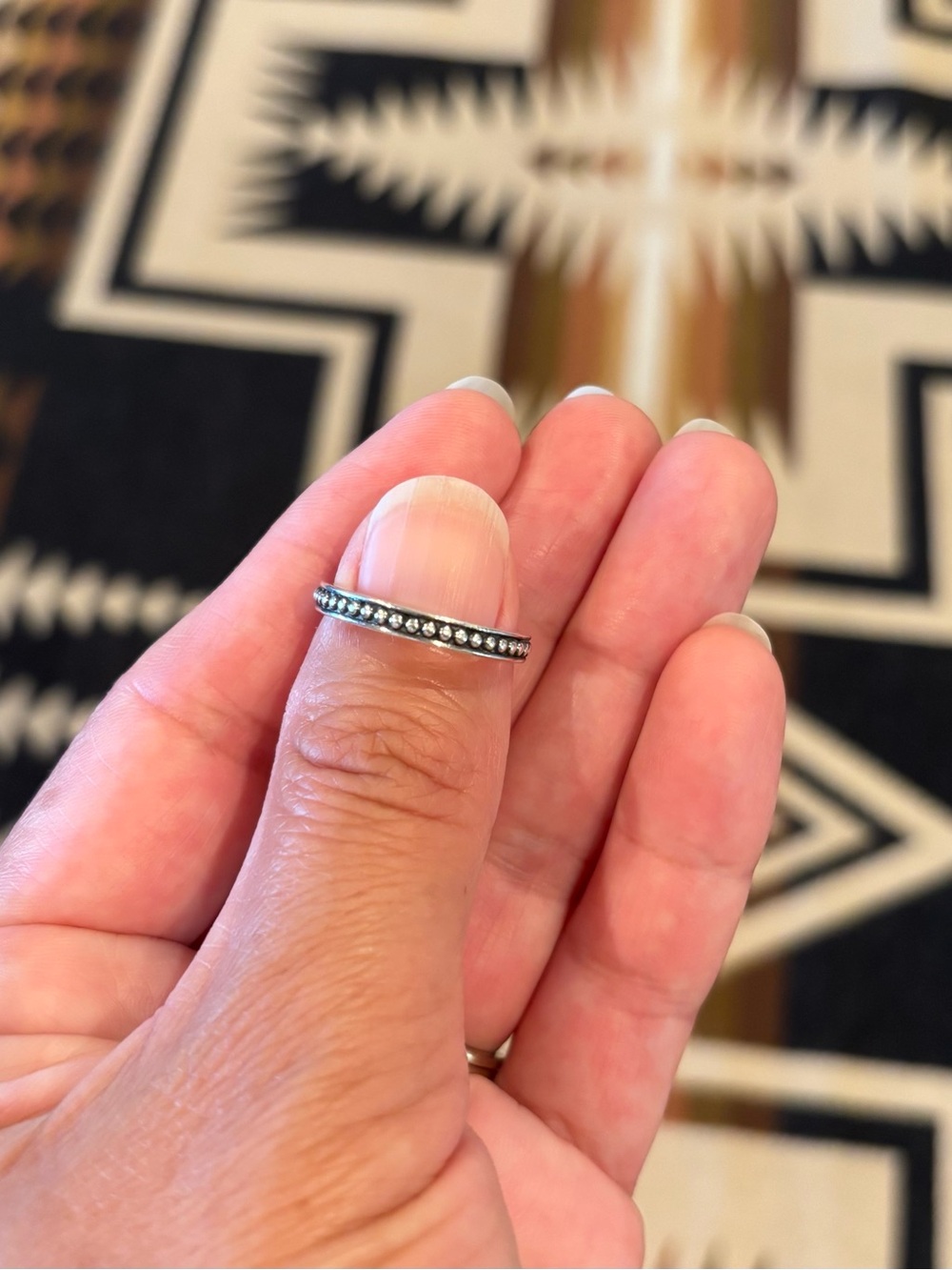 Sterling Silver Beaded Stackable Ring - Silver